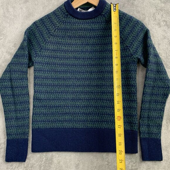 MR TURK Sweater Youth Boys Medium Crew Neck Merino Wool Pullover Striped Preppy - Picture 2 of 8